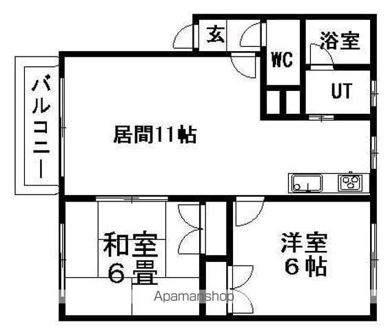 コーポしずかC(2LDK/2階)の間取り写真