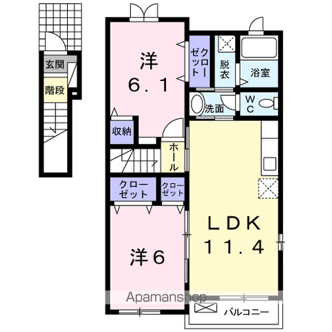 サン・ノーブ2木屋瀬(2LDK/2階)の間取り写真