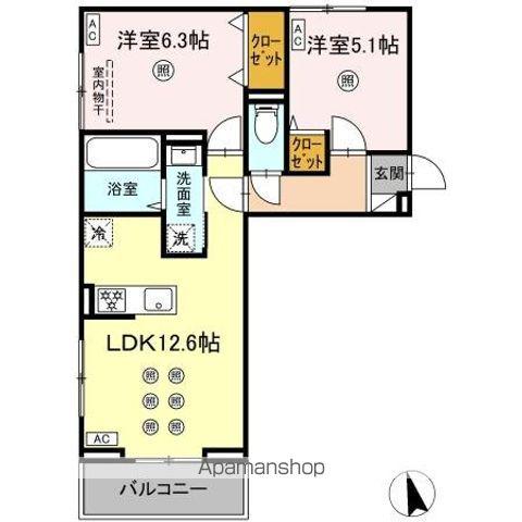 セントラルヴィラIII(2LDK/2階)の間取り写真