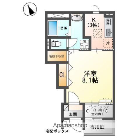 フルール(1K/1階)の間取り写真