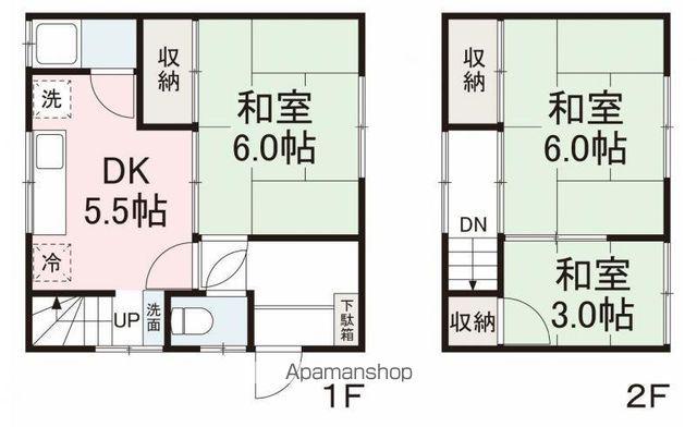 高松琴平電鉄志度線 八栗駅 徒歩6分 2階建 築53年(3DK)の間取り写真