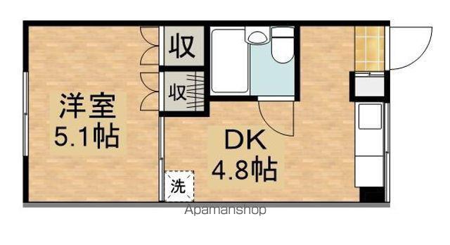 西原台ハイツ(1DK/1階)の間取り写真