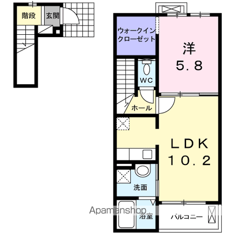 リトル・グローブⅠ(1LDK/2階)の間取り写真