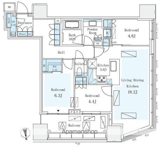 パークコート ザ・三番町ハウス(3LDK/6階)の間取り写真