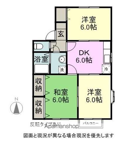 ウッドコート広丘(3DK/2階)の間取り写真