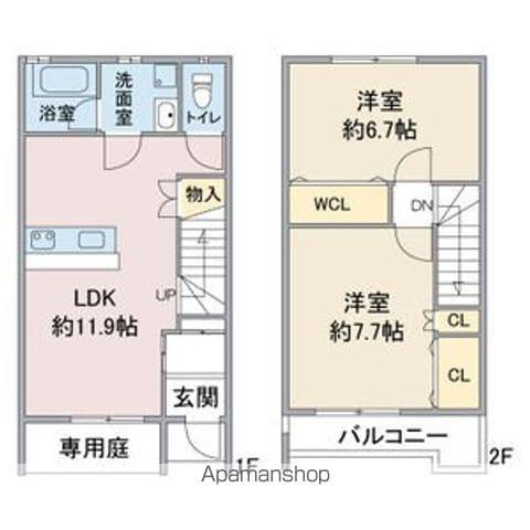 ルーミナス タウン 1号棟2号棟(2LDK)の間取り写真