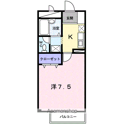 アクシスⅠ(1K/1階)の間取り写真