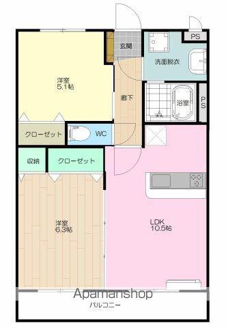 HOPEACE(2LDK/2階)の間取り写真