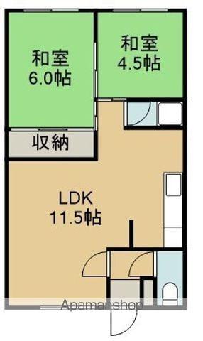 大空荘NO3(2LDK/2階)の間取り写真