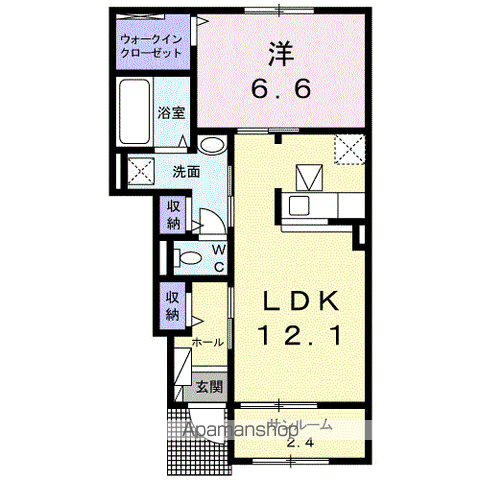 ウィステリアⅠ(1LDK/1階)の間取り写真