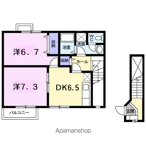 アヴァンガーデン Ⅴ(2DK/2階)の間取り写真