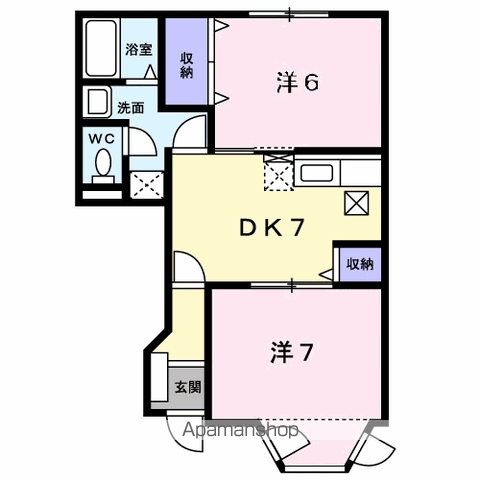 カトレア(2DK/1階)の間取り写真