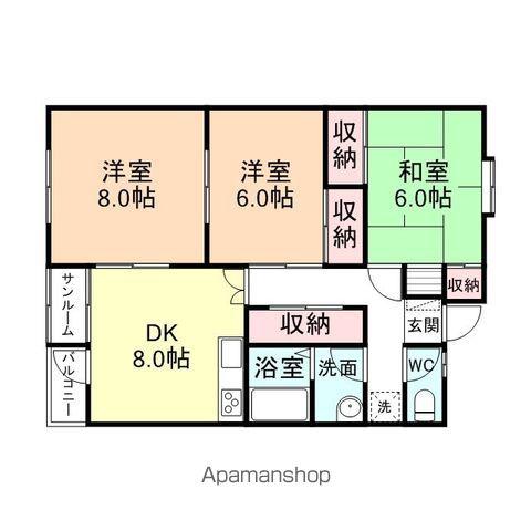 サンシャインEBARA B(3DK/1階)の間取り写真