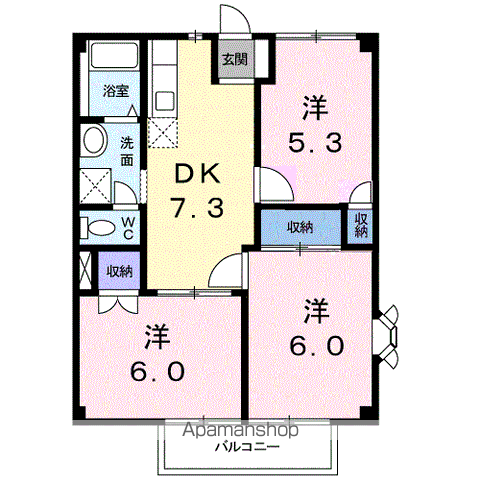 ニューシティK(3DK/2階)の間取り写真