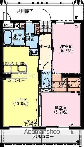 都城天神町YマンションII(2LDK/1階)の間取り写真