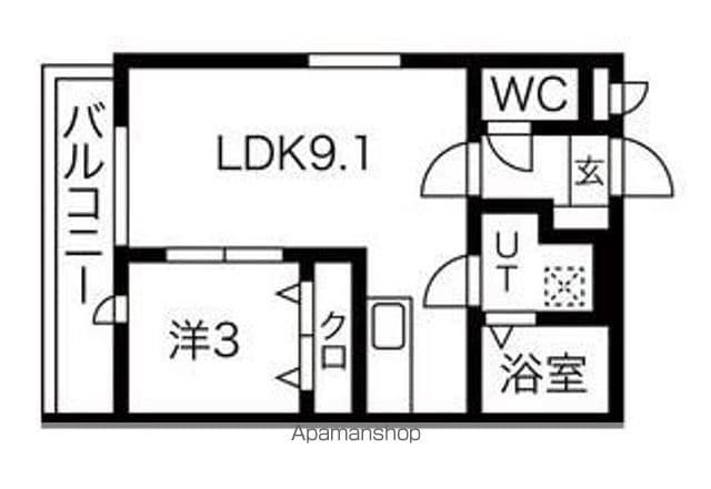 プログレス姪浜(1LDK/3階)の間取り写真