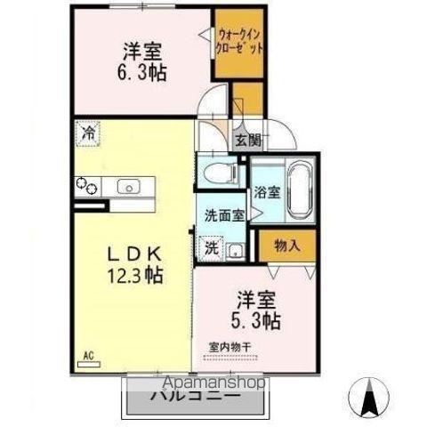 ブランシェ大溝B(2LDK/2階)の間取り写真