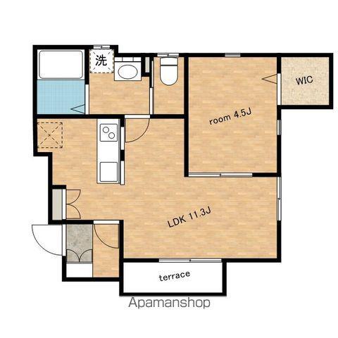 J-GARDEN日根野(1LDK/1階)の間取り写真