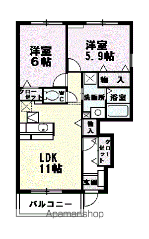 サンリット(2LDK/1階)の間取り写真
