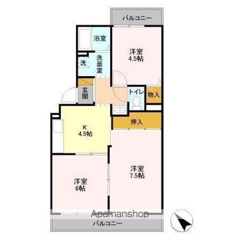 ボア・クレールB(3K/2階)の間取り写真