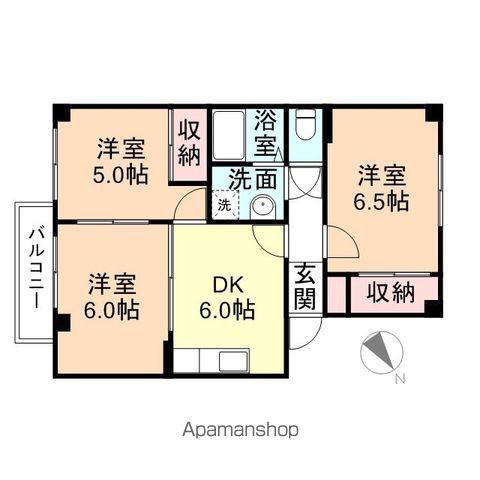 グランヴェールⅠA(3DK/1階)の間取り写真