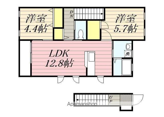 サニーハイツ朝日CD(2LDK/2階)の間取り写真
