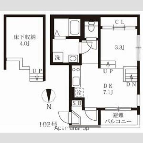 ハーモニーテラス二番Ⅵ(1DK/1階)の間取り写真