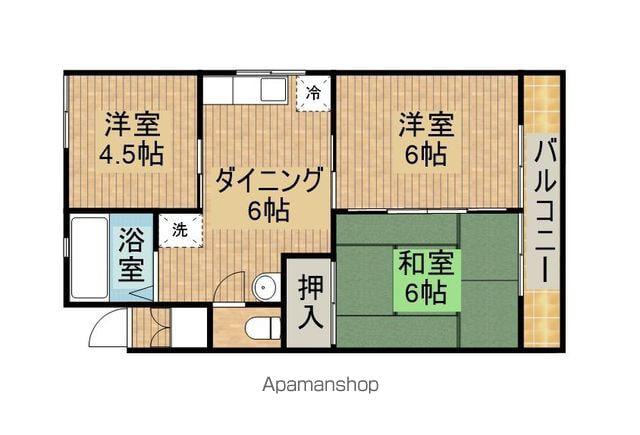 シティハウス月見ヶ丘(3DK/2階)の間取り写真
