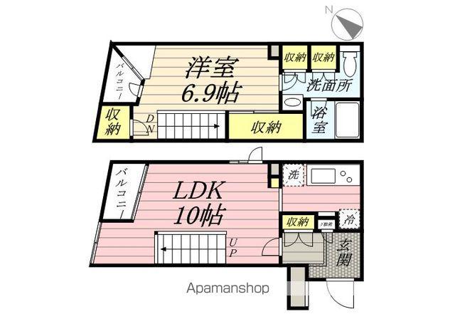 KDXレジデンス三宿(1LDK/1階)の間取り写真
