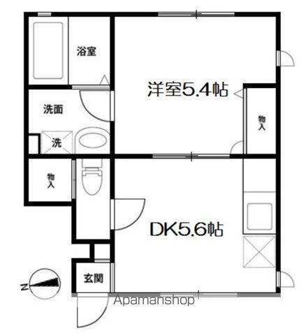 ミノルハウス西八王子(1DK/1階)の間取り写真