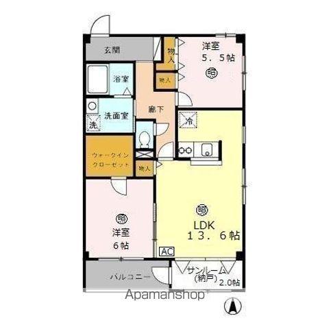 メゾンシャルム(2LDK/1階)の間取り写真