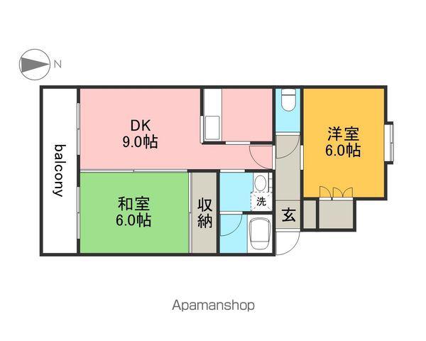 CASA井口C(2DK/2階)の間取り写真