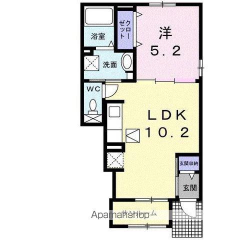 ウエスト・ヒルズ一宮(1LDK/1階)の間取り写真