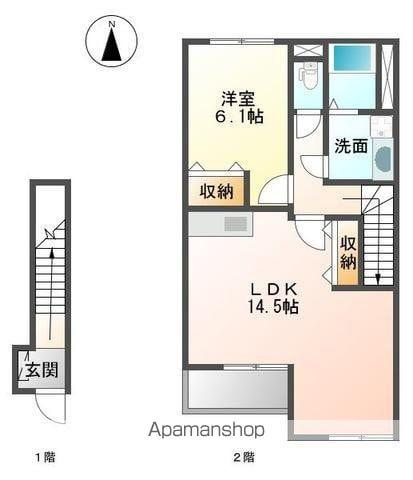 グラン フェリシア Ⅰ(1LDK/2階)の間取り写真