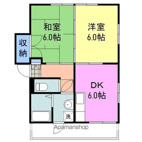 サンハイツ麻里布(2DK/2階)の間取り写真