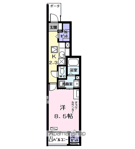 グランツコートKK Ⅰ(1K/1階)の間取り写真
