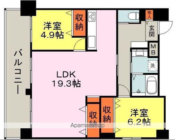 アメックス久留米六ツ門(2LDK/10階)の間取り写真