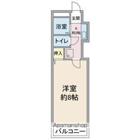 ハッピーヒル(1K/2階)の間取り写真