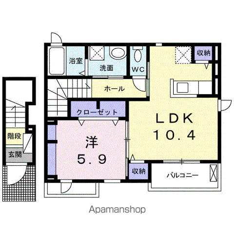 プリムヴェール・アンジュ(1LDK/2階)の間取り写真