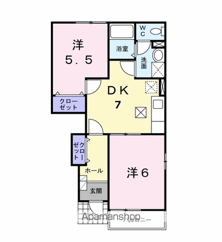 ソルマージュⅠ(2DK/1階)の間取り写真
