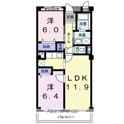 ヴィザージュ(2LDK/4階)の間取り写真