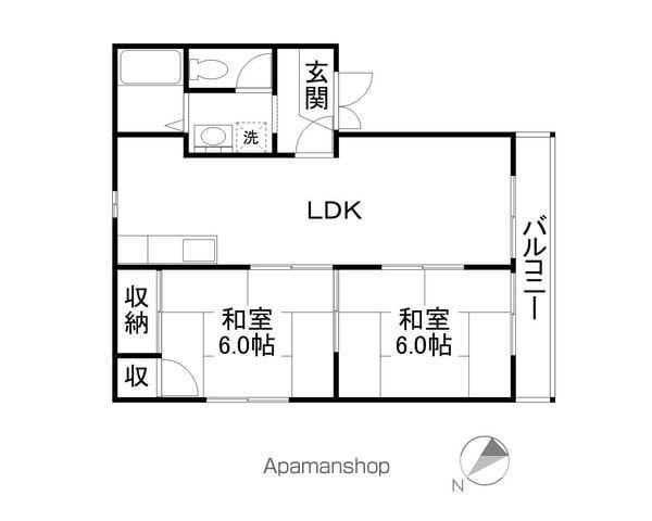 ガーデンプレイス白鳥壱番館(2LDK/2階)の間取り写真