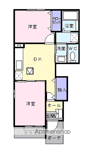 クレストヒルズⅡ(2DK/1階)の間取り写真