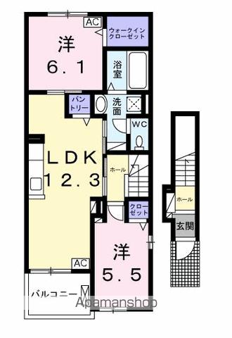 アリア エステートⅡ(2LDK/2階)の間取り写真