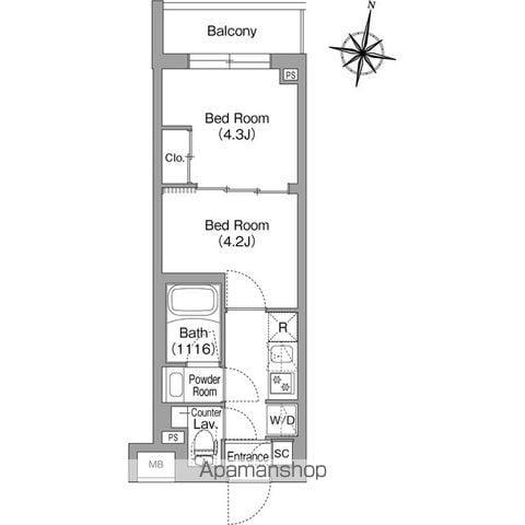 コンフォリア・リヴ東中野(2K/3階)の間取り写真