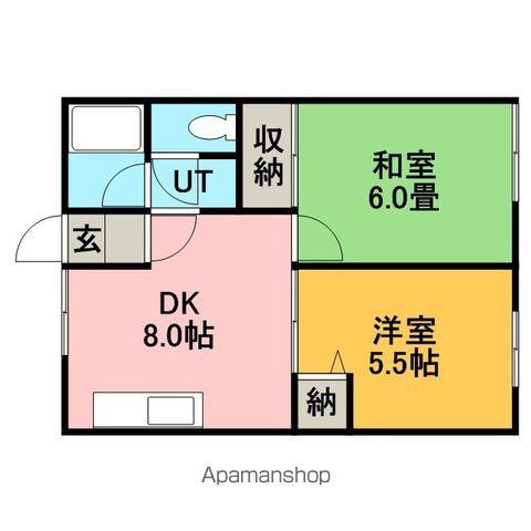 シティハイムドエール(2DK/1階)の間取り写真