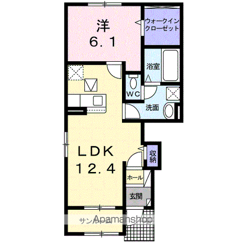 サン・ディア・ベルジュ Ⅰ(1LDK/1階)の間取り写真