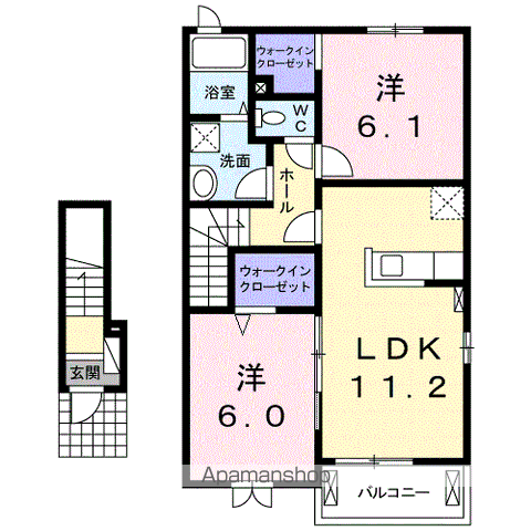 ヴィラ・ステージ・ラン(2LDK/2階)の間取り写真
