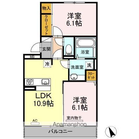ラ・ブランリュウ ナナ(2LDK/3階)の間取り写真