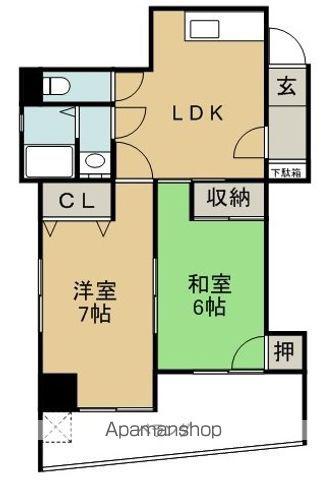 第1ブルックビル(2LDK/6階)の間取り写真